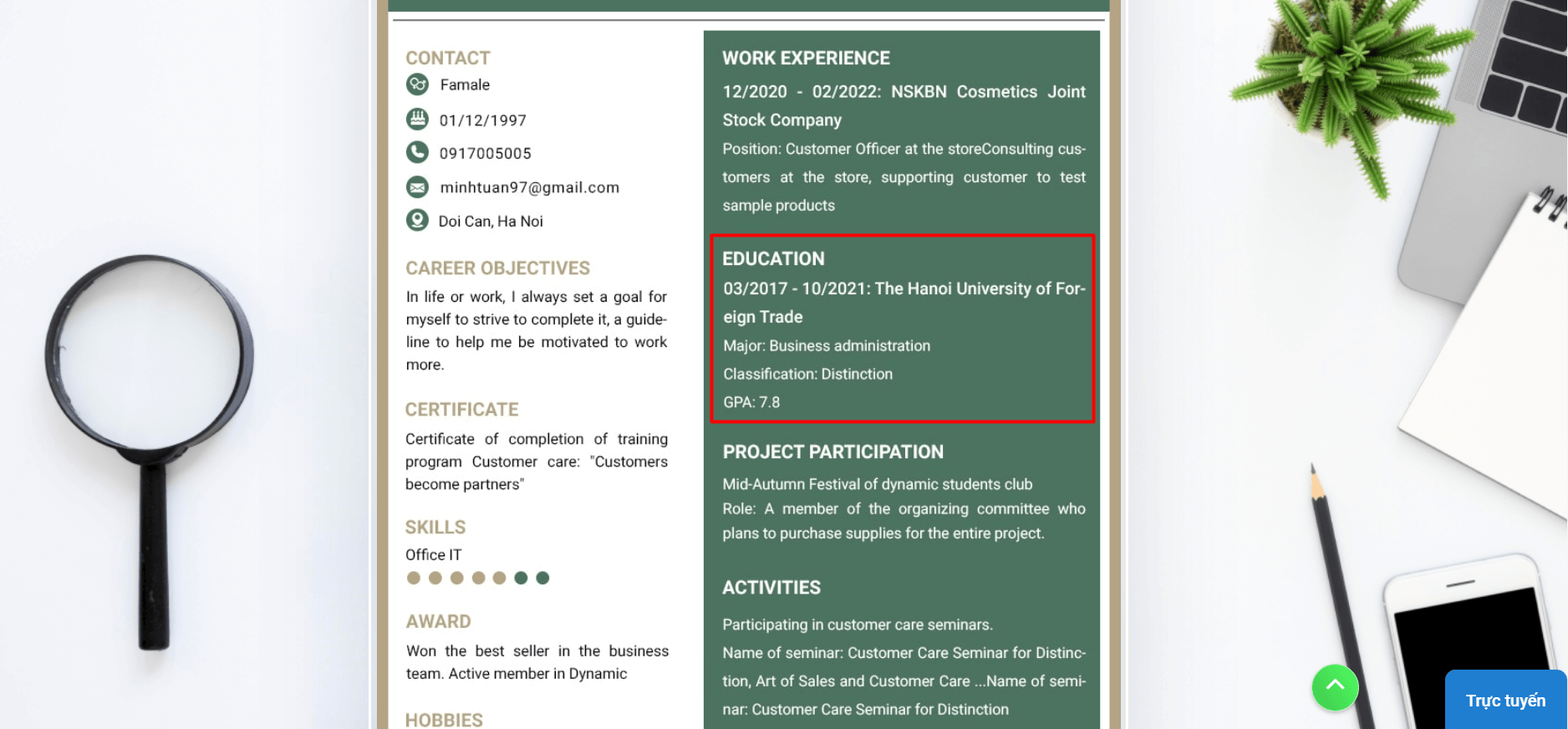 Ghi điểm với cách triển khai Education - học vấn trong CV tiếng Anh