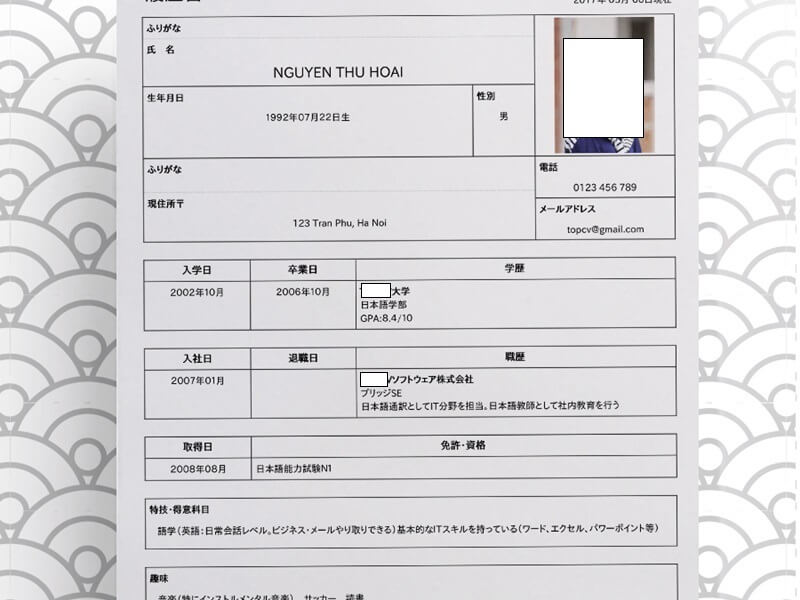 Tóm lược Thông tin cá nhân quan trọng trong CV tiếng Nhật