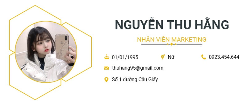 Thông tin cá nhân trong bản CV xin việc Marketing