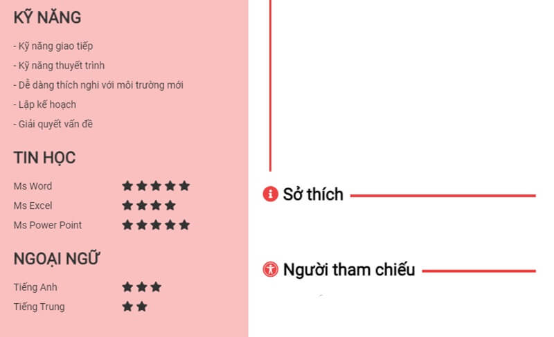 Phần kỹ năng trong CV của sinh viên mới ra trường