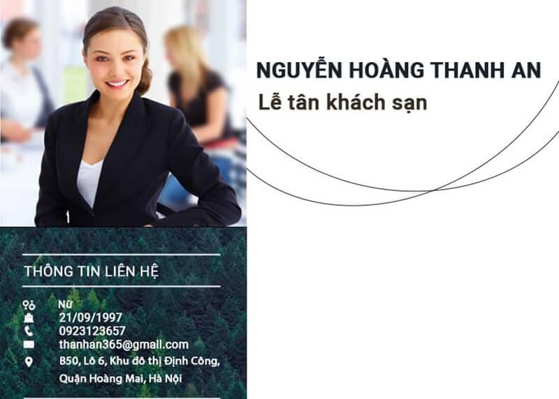 Phần thông tin cá nhân trong CV vị trí lễ tân