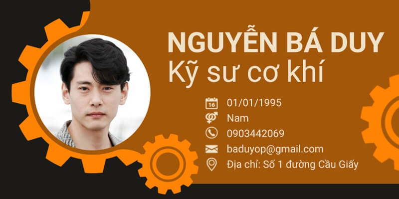 Phần thông tin cá nhân trong CV vị trí cơ khí