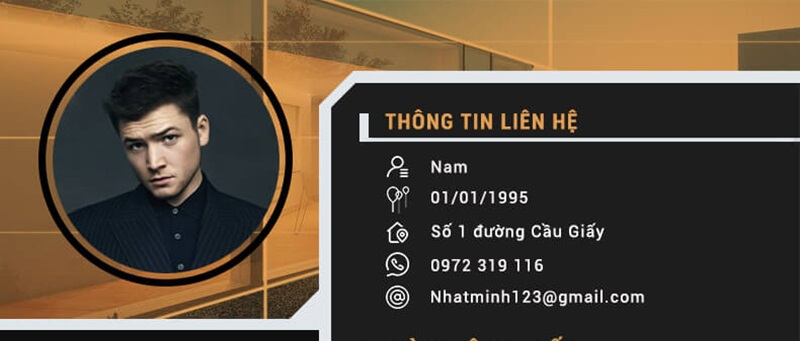Phần thông tin cá nhân của mẫu CV ngành kiến trúc nội thất