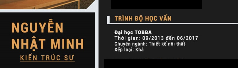 Phần trình độ học vấn của mẫu CV ngành kiến trúc nội thất
