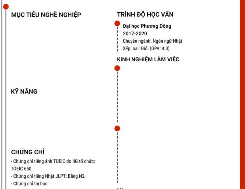 Phần trình độ học vấn trong CV xin việc ngành phiên dịch