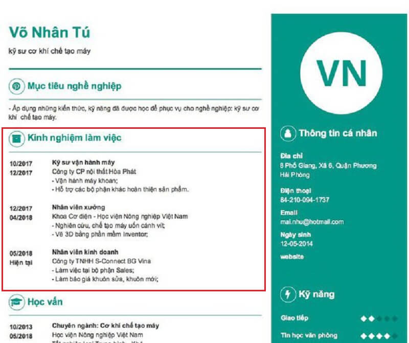 Nổi bật kinh nghiệm làm việc trong CV xin việc ngành may