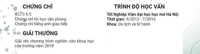 Phần trình độ học vấn trong CV ngành nhà hàng khách sạn