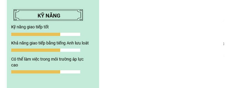 Phần kỹ năng trong CV ngành nhà hàng khách sạn