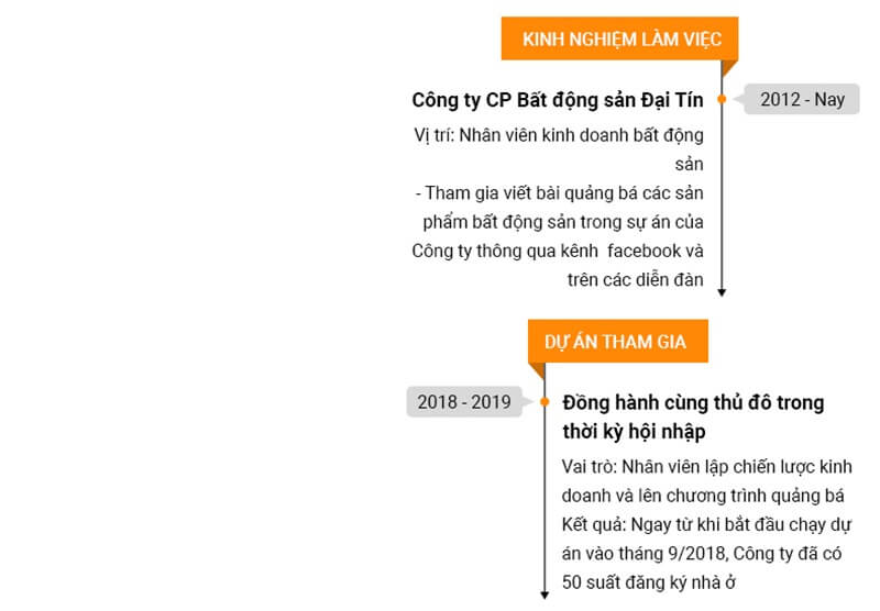 Phần kinh nghiệm làm việc của bản CV xin việc bất động sản