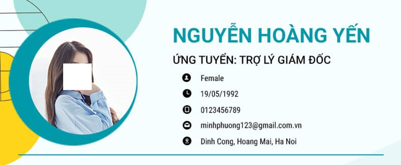 Phần thông tin cá nhân của CV Thư ký - Trợ lý
