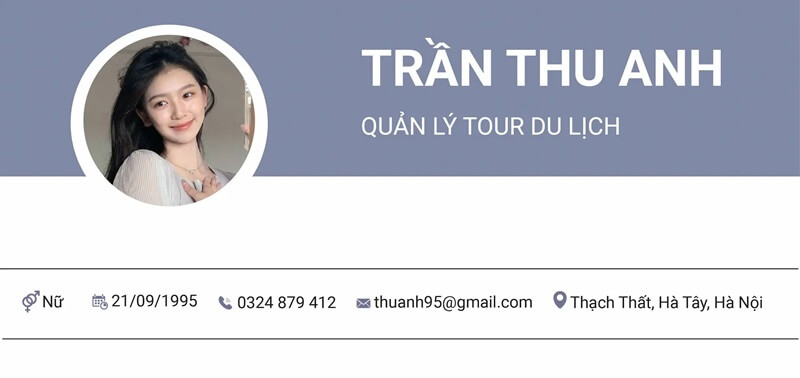 Thông tin cá nhân trong CV của ngành du lịch