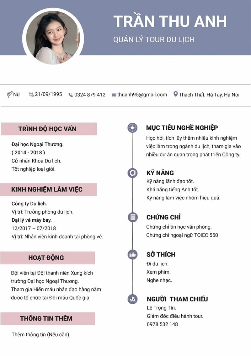 Bí quyết thiết kế CV trong ngành du lịch giúp bạn đạt điểm cao