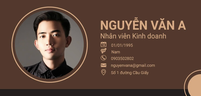 Phần thông tin cá nhân của CV xin việc kinh doanh