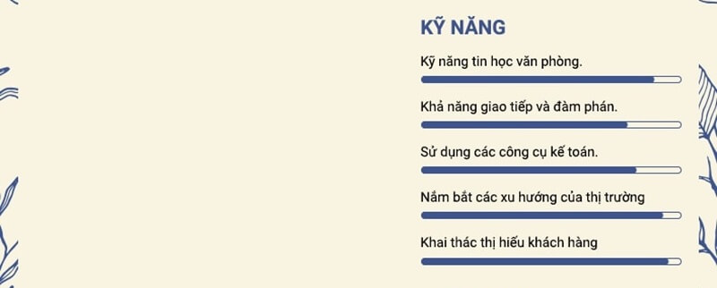 Phần kỹ năng - đảm bảo đáp ứng yêu cầu công việc