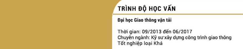 Phần trình độ học vấn của CV giao thông vận tải