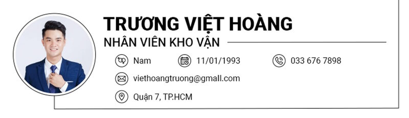 Phần thông tin cá nhân của CV ngành vận chuyển - giao nhận