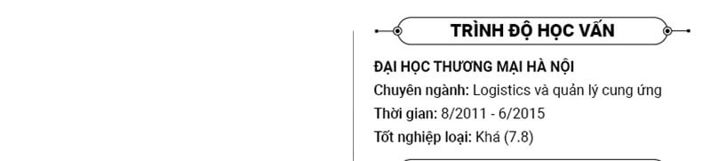 Phần trình độ học vấn của CV ngành vận chuyển - giao nhận