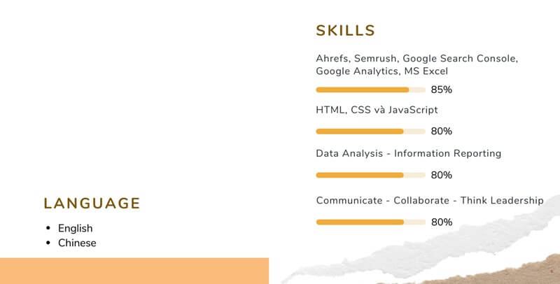 Phần kỹ năng của CV SEO Website