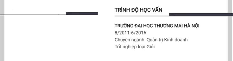 Phần trình độ học vấn của CV cho vị trí quản lý