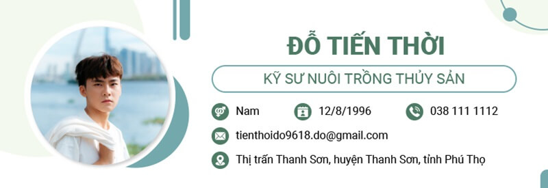 Thông tin cá nhân của CV xin việc ngành Thủy Sản