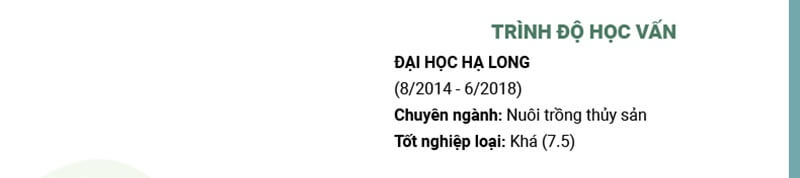Phần trình độ học vấn của CV xin việc ngành Thủy Sản
