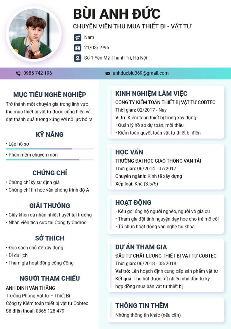 Mẹo tối ưu hóa hình thức đúng “quy chuẩn” cho CV thiết bị vật tư