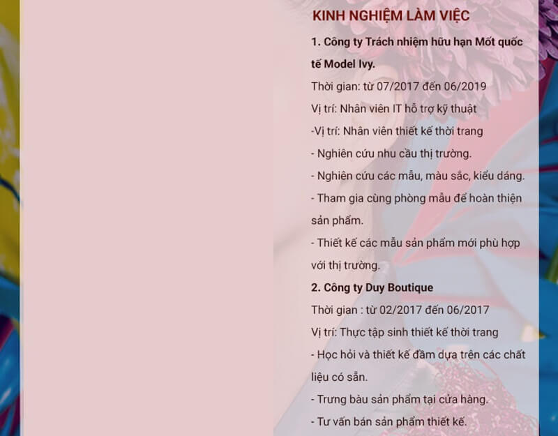 Kinh nghiệm làm việc: minh chứng cho khả năng thực tế của bạn