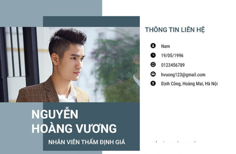 Phần thông tin cá nhân của bản CV thẩm định giám định