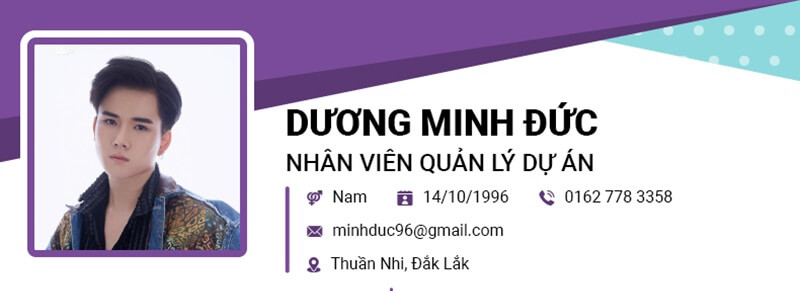 Phần thông tin cá nhân của CV hoạch định - dự án