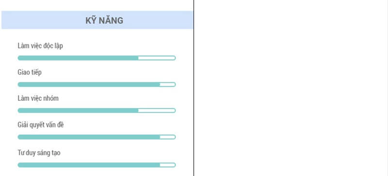 Phần kỹ năng của mẫu CV xin việc trái ngành