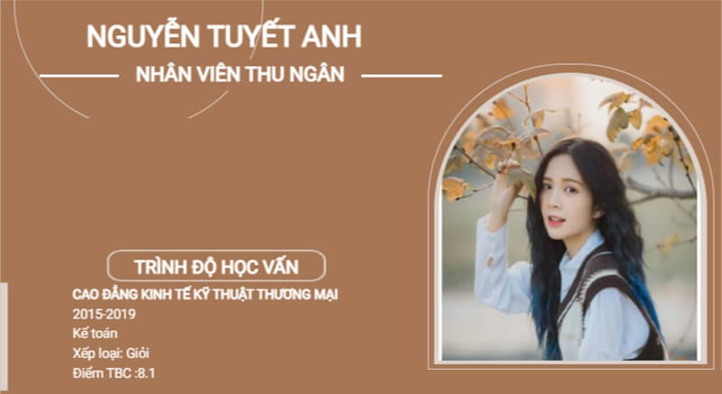 Phần trình độ học vấn của mẫu CV thu ngân